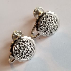 Vintage earrings Theda Sterling Silver marcasite .925 screw back screwback